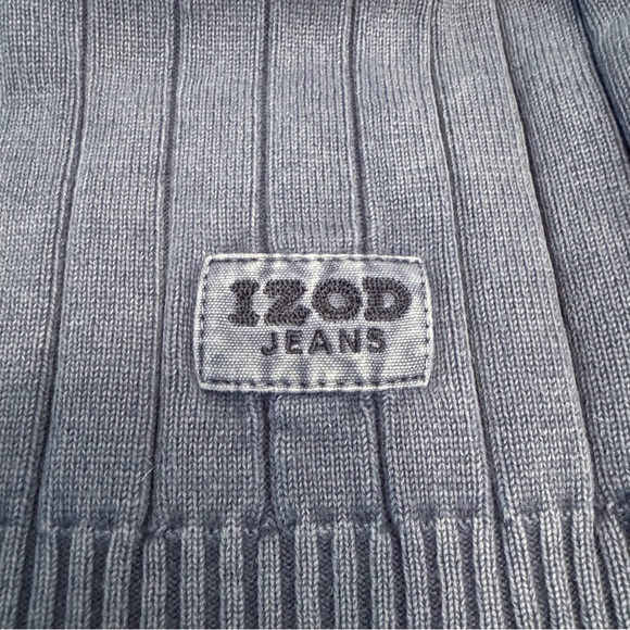 Izod Jeans Blue Ribbed Crewneck Sweater 100% Cotton Size Large - Picture 8 of 10
